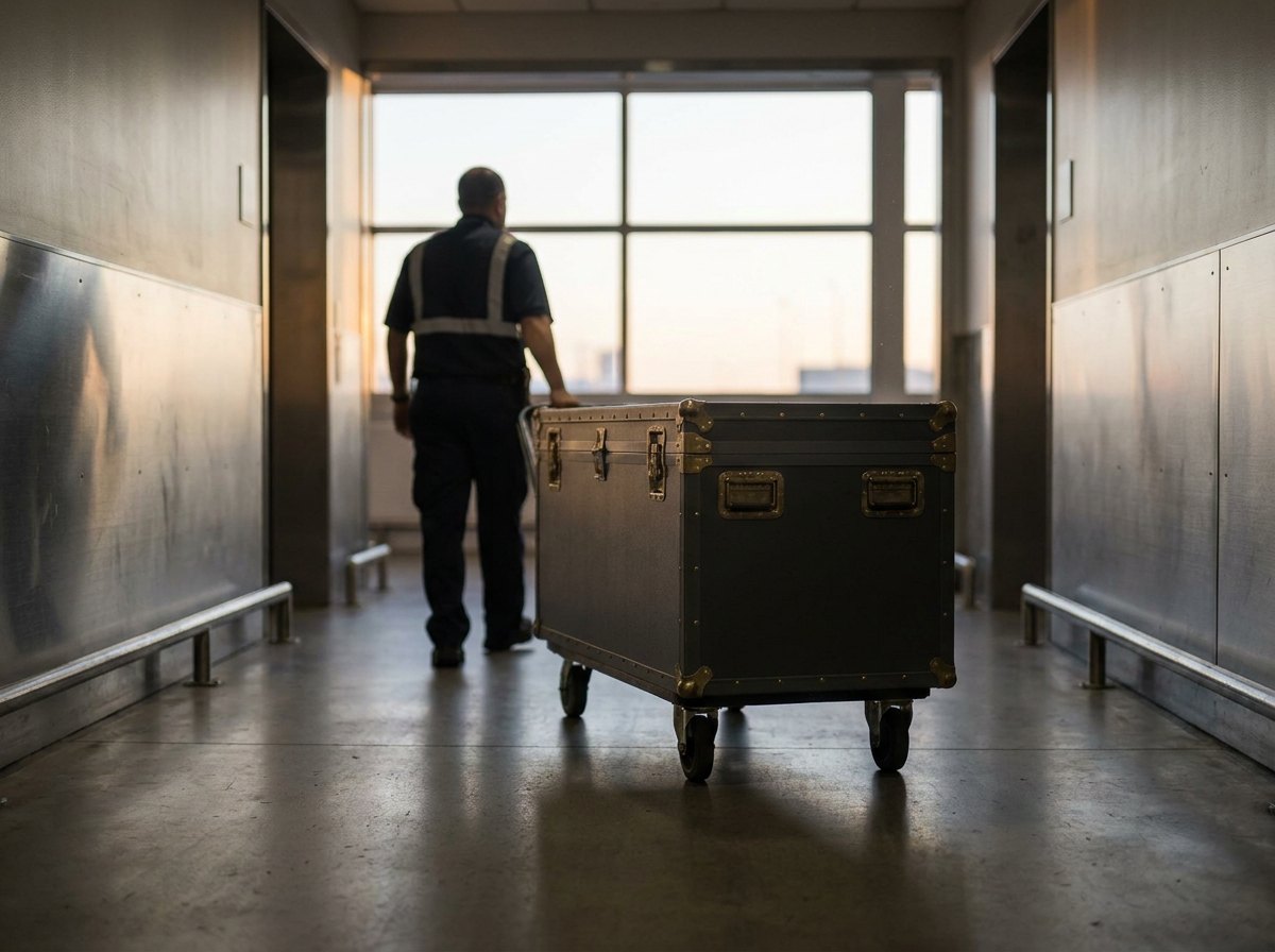 Secure high-value transit case in a controlled logistics corridor